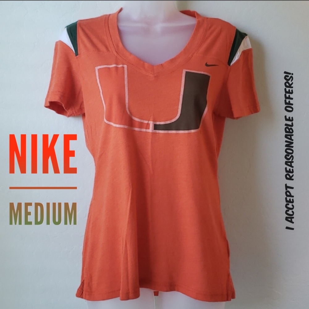 University of Miami Hurricanes Nike MEDIUM Fitted Athletic Sports Football Top